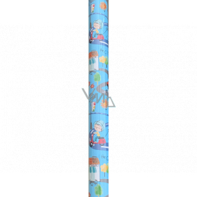 Nekupto Gift wrapping paper 70 x 150 cm Blue with cars for children