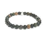 Tourmaline dark bracelet elastic natural stone, ball 6 mm / 16 - 17 cm, AAA quality, guardian of good mood