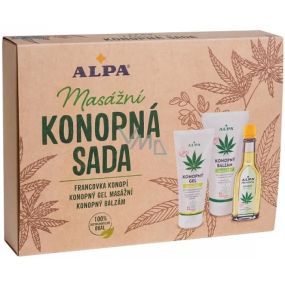 Alpa Hemp Massage Set Francovka Hemp Cannabis Alcohol Herbal Solution 60 ml + Hemp Massage Gel 100 ml + Hemp Massage Balm 150 ml, gift set