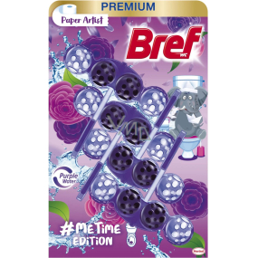 Bref Color Me Time Edition Paper Artist WC block for hygienic cleanliness and freshness of your toilet, colours water purple 4 x 50 g