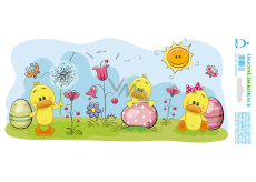 Arch Easter sticker, adhesive-free window film Ducks in flowers 35 x 16 cm