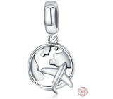 Sterling Silver 925 Travel is Life - Flight Through the World, Travel Pendant Bracelet