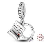 Charm Sterling silver 925 Engagement ring and wedding vows, I love you more than anything 2in1, love bracelet pendant