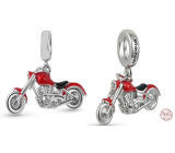 Charm Sterling silver 925 Motorbike red, travel bracelet pendant