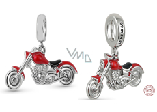 Charm Sterling silver 925 Motorbike red, travel bracelet pendant