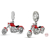 Charm Sterling silver 925 Motorbike red, travel bracelet pendant