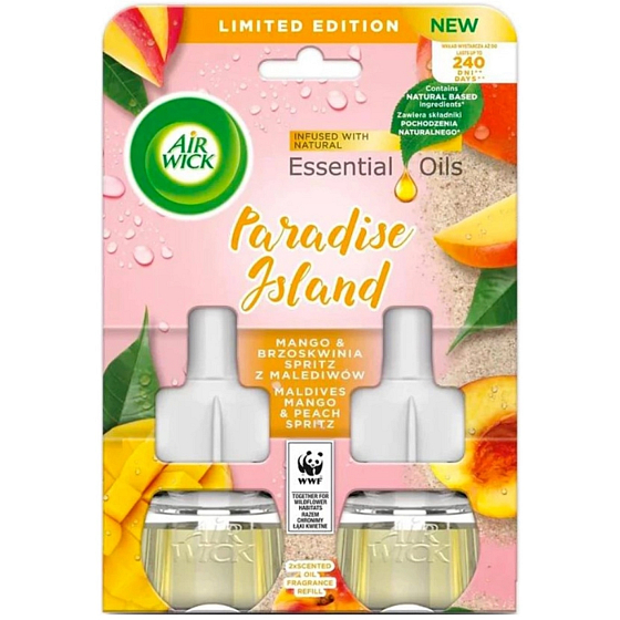 Air Wick Mango Peach Duo Electric Air Freshener Liquid Refill Replacement 2 x 19 ml