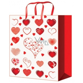 Angel Gift paper bag 23 x 18 x 10 cm red with hearts