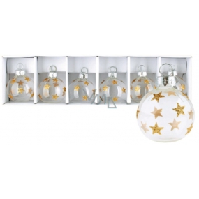 Glass flasks with gold stars set of 4 cm 6 pieces