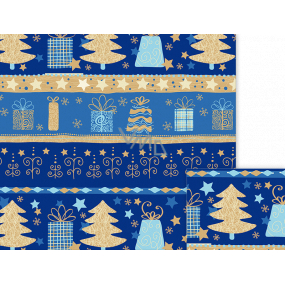 Ditipo Gift wrapping paper 70 x 500 cm Christmas blue Christmas motifs