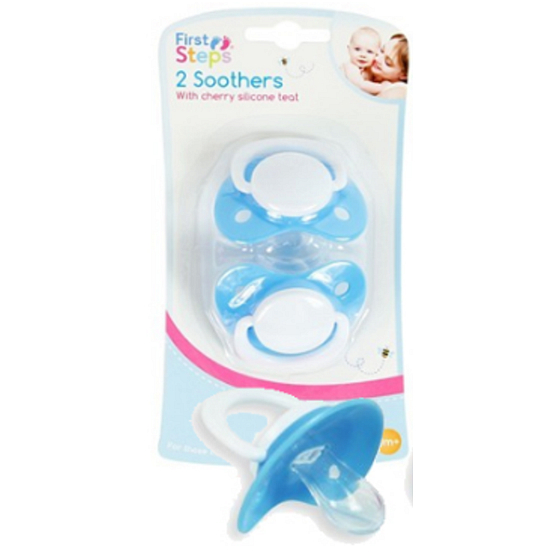 First Steps Bpa Free Orthodontic silicone comforter cherry blue 2 pieces