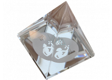 Clear glass pyramid with the lunar sign Virgo