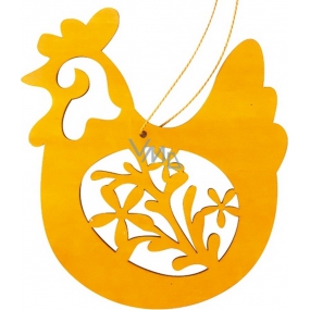 Wooden orange hen for hanging 12 cm