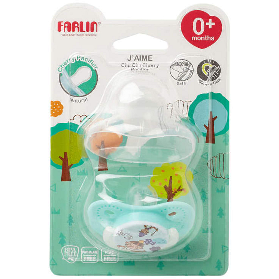 Baby Farlin Chu Chu Cherry Pacifier silicone soother 0+ months blue