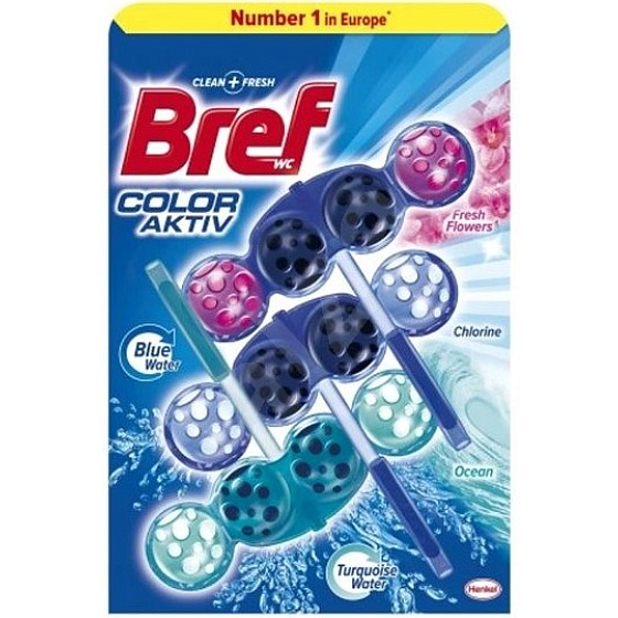 Bref Color Active Chlorine, Ocean, Fresh Flowers WC block 3 x 50 g