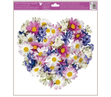 Window foil without glue Heart of flowers Meadow flowers 30 x 33.5 cm