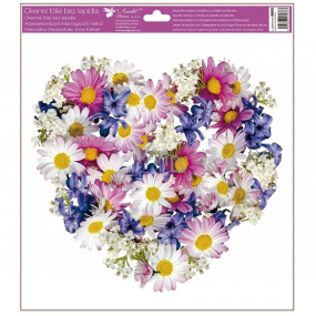 Window foil without glue Heart of flowers Meadow flowers 30 x 33.5 cm