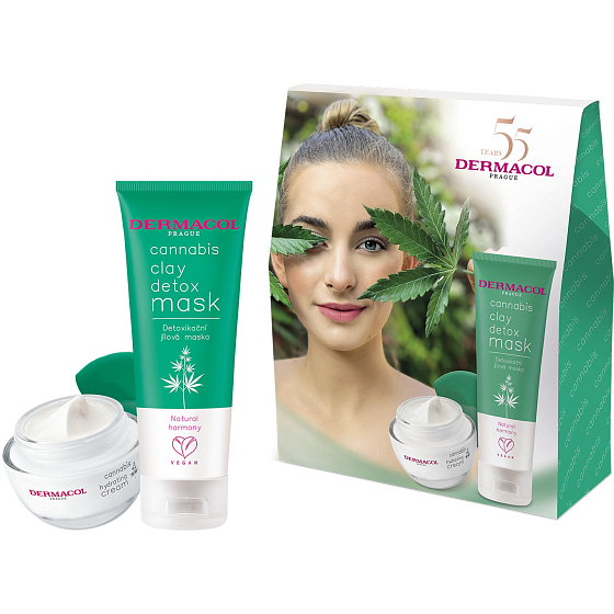 Dermacol Cannabis Detoxifying Clay Mask 100 ml + Face Cream 50 ml, Cosmetic Set