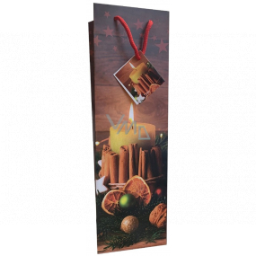 Nekupto Gift paper bag for bottle 33 x 10 x 9 cm Christmas with candle and cinnamon