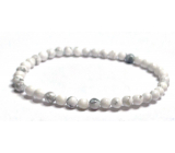 Magnesite / Howlite white bracelet elastic natural stone, ball 4 mm / 16-17 cm, cleansing stone