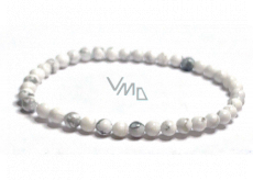 Magnesite / Howlite white bracelet elastic natural stone, ball 4 mm / 16-17 cm, cleansing stone
