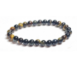 Tiger eye multi color dark bracelet elastic natural stone, ball 6 mm / 16-17 cm, stone of the sun and earth, brings luck and wealth