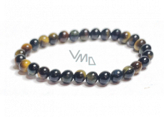 Tiger eye multi color dark bracelet elastic natural stone, ball 6 mm / 16-17 cm, stone of the sun and earth, brings luck and wealth