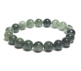 Crystal with actinolite bracelet elastic natural stone, bead 10 mm / 16 - 17 cm, stone stones