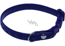 B&F Collar Leatherette adjustable stitched silver waves dark blue 1,2 x 20 - 35 cm