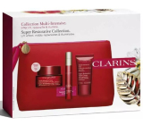 Clarins Super Restorative day cream for all skin types 50 ml + night cream for all skin types 50 ml + active serum for smoothing facial contours 10 ml + cosmetic bag, cosmetic set for women