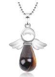 Tiger eye angel pendant natural stone 4,2 x 3 cm, stone of sun and earth, brings luck and wealth
