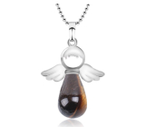 Tiger eye angel pendant natural stone 4,2 x 3 cm, stone of sun and earth, brings luck and wealth