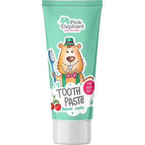 Pink Elephant Beaver Justin with cherry flavour toothpaste for children 50 ml