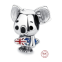 Sterling silver 925 Surfing koala with Australian flag, travel bracelet bead