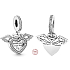 Charm Sterling silver 925 Angel wings, spread and fly, pendant on bracelet symbol