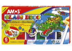 Amos Colors for glass set of 6 colors x 22 ml + templates, foil