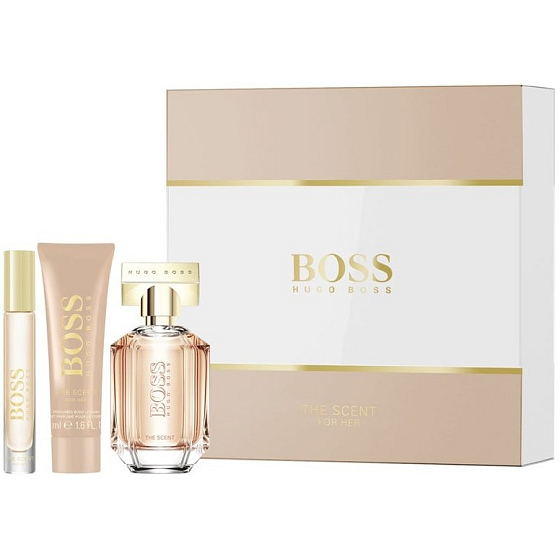 Hugo Boss Boss The Scent perfumed water for women 50 ml + body lotion 50 ml + perfumed water 7.4 ml, gift set