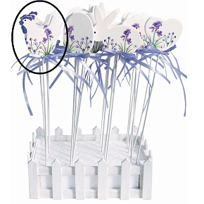 Wooden hen with lavender decor recess approx. 5 cm + skewers