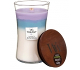 WoodWick Trilogy Calming Retreat - Soothing and relaxing scented candle with wooden wick and lid glass large 609.5 g