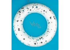 Wreath white with glitter and silver stars 25 cm