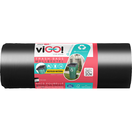 viGO trash bags, 48 µ, 116 × 150 cm, 240 l, 10 pcs