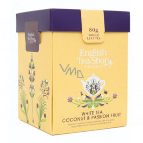 English Tea Shop Bio White tea Coconut and Passion fruit loose 80 g + wooden measuring cup with clip