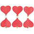 Wooden heart on a red clip 6 cm 6 pieces