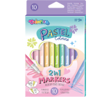 Colorino Pastel double-sided markers 2in1 with two points, triangular 10 colors