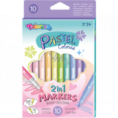 Colorino Pastel double-sided markers 2in1 with two points, triangular 10 colors