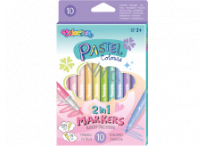 Colorino Pastel double-sided markers 2in1 with two points, triangular 10 colors