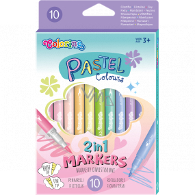 Colorino Pastel double-sided markers 2in1 with two points, triangular 10 colors