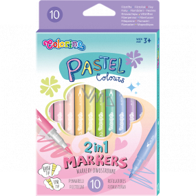 Colorino Pastel Double-Sided Markers 2-in-1 with Two Tips, Triangular 10 Colors