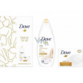 Dove Beauty For All Nourishing Silk shower gel 250 ml + Cream Oil Moroccan Argan Oil toilet soap 100 g, cosmetic set
