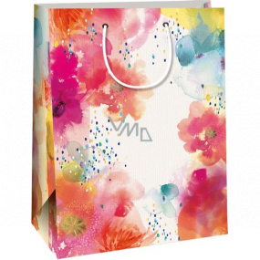 Ditipo Paper gift bag 27 x 37 x 12 cm Kraft - coloured flowers large